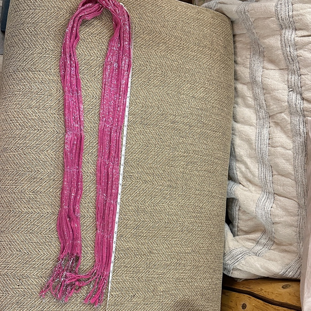 Source Unknown Pink Beaded Scarf Wrap